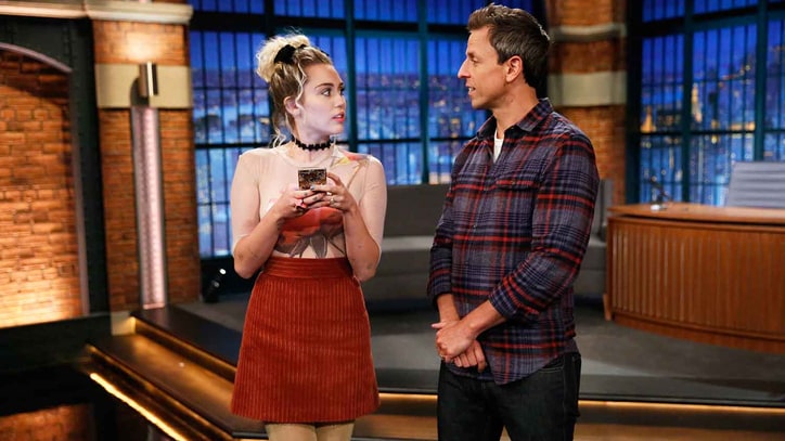 Watch Seth Meyers, Miley Cyrus Become 'Forced Friends' on 'Late Night'