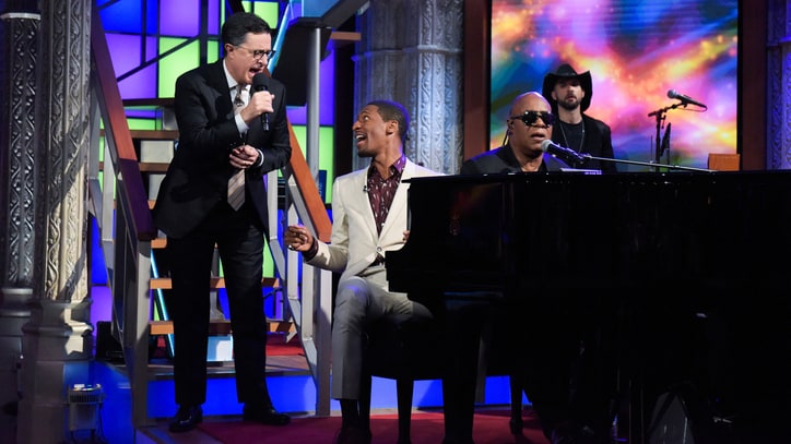 Watch Stevie Wonder Ease Election Tensions on 'Colbert'