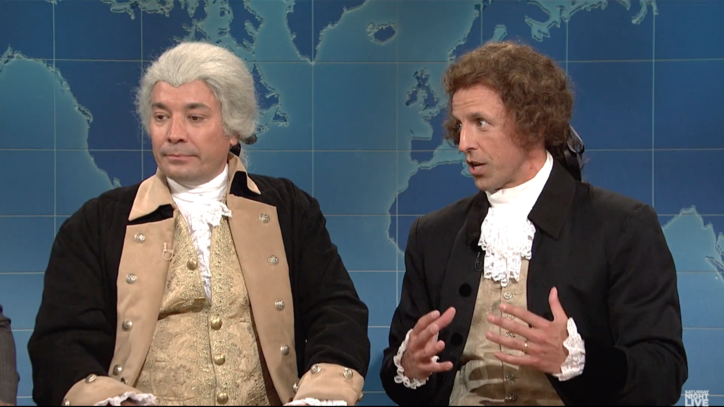 Watch Jimmy Fallon, Seth Meyers Play Founding Fathers on 'SNL'