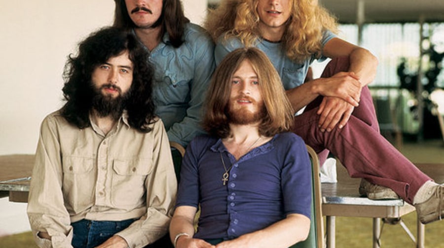 Led Zeppelin photographed at the Hyatt House in Los Angeles, California in 1970.