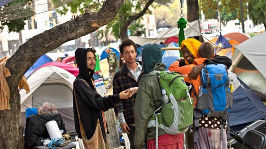 Demonstrators at Occupy LA