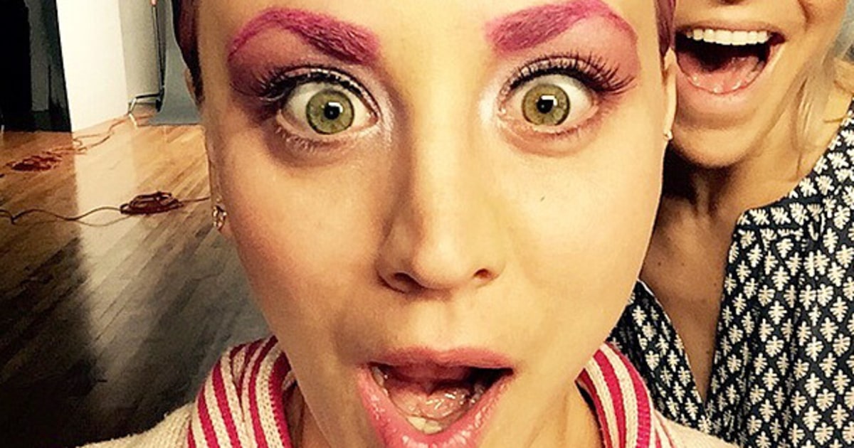 Kaley Cuoco Dyes Her Hair, Eyebrows Bright Bubblegum Pink Photos Us